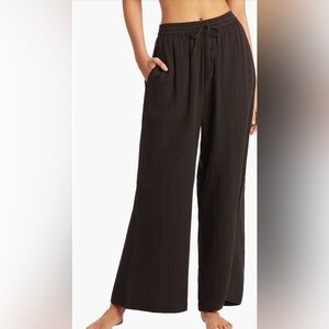 Sea Level Sunset Beach High Waist Cotton Gauze Cover-Up Pants Size Small